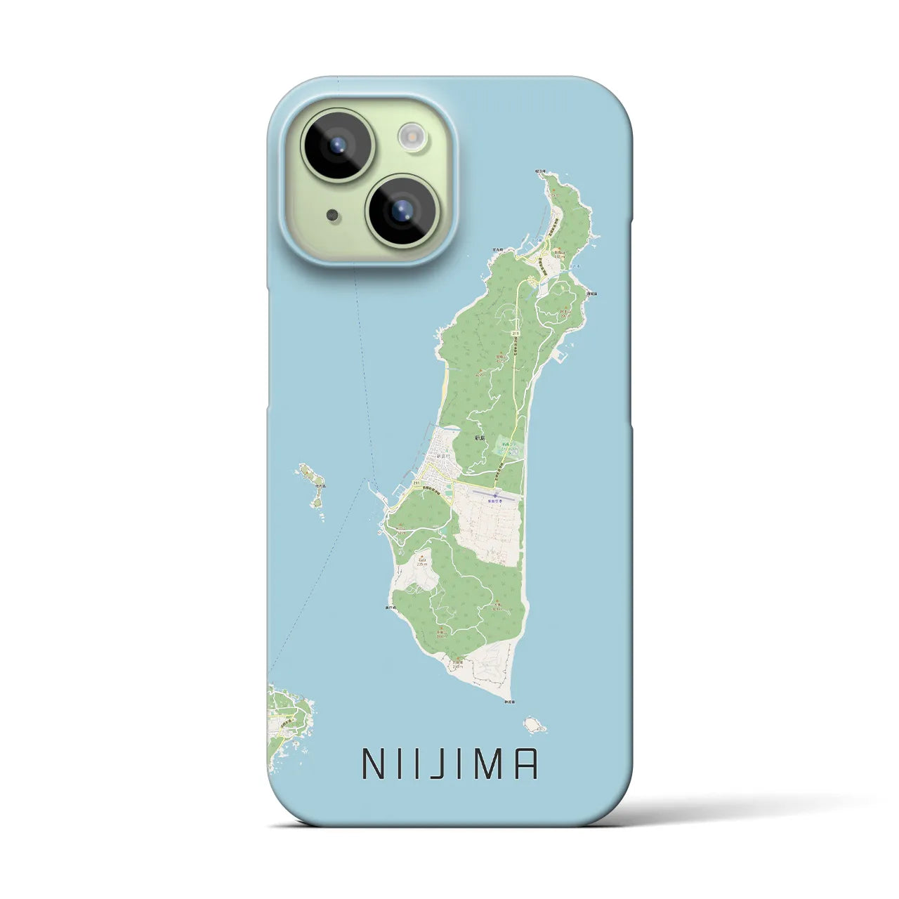 【新島(東京都)】地図柄iPhoneケース(バックカバータイプ)