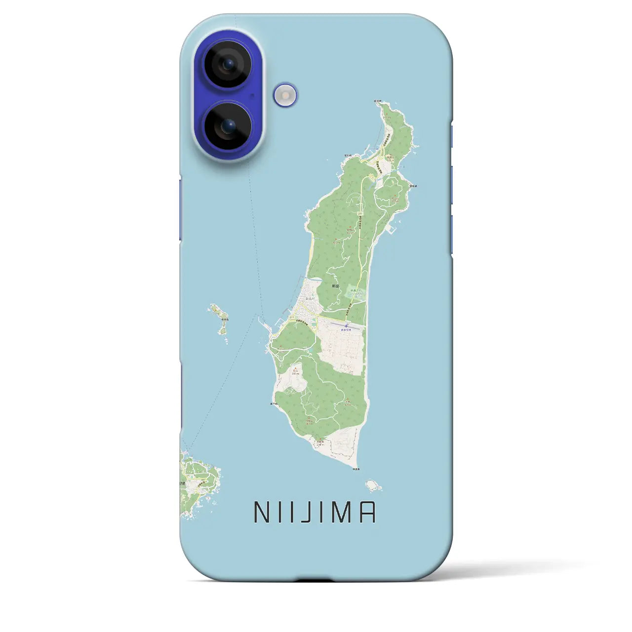 【新島(東京都)】地図柄iPhoneケース(バックカバータイプ)ナチュラル・iPhone 16 Pro Max 用
