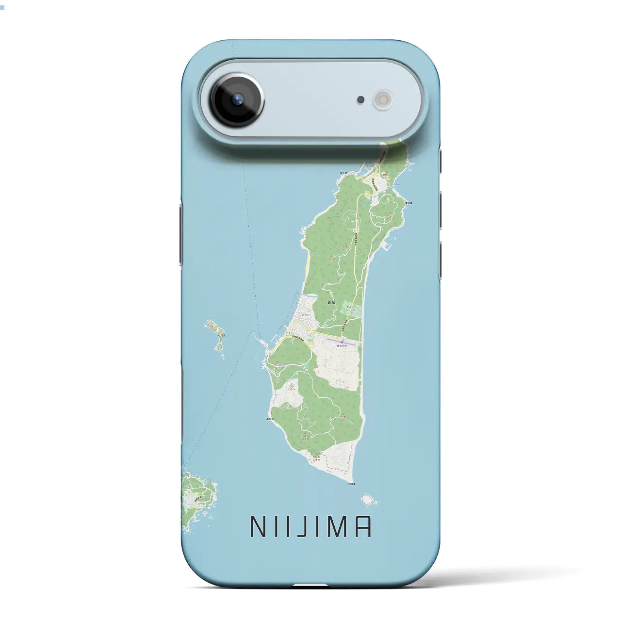 【新島(東京都)】地図柄iPhoneケース(バックカバータイプ)ブラック・iPhone 17 Pro Max 用