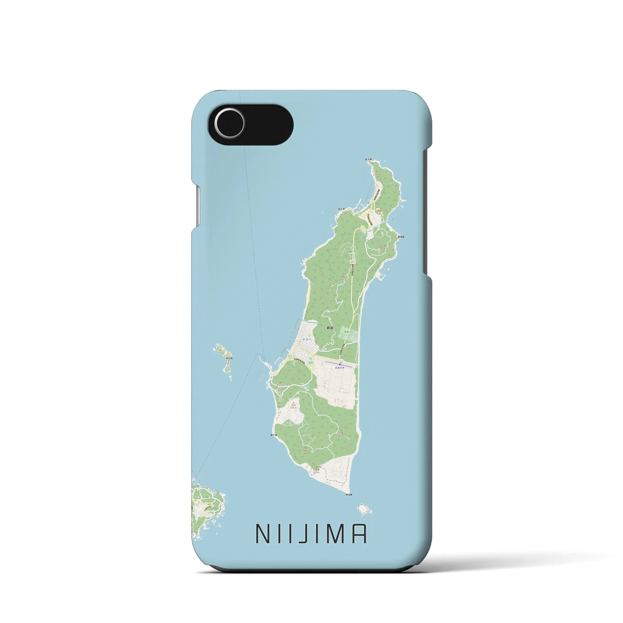 【新島(東京都)】地図柄iPhoneケース(バックカバータイプ)