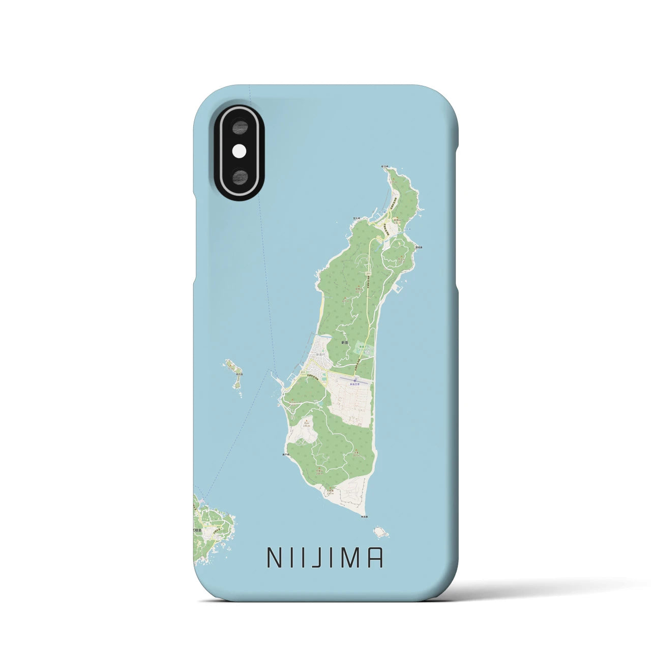 【新島(東京都)】地図柄iPhoneケース(バックカバータイプ)