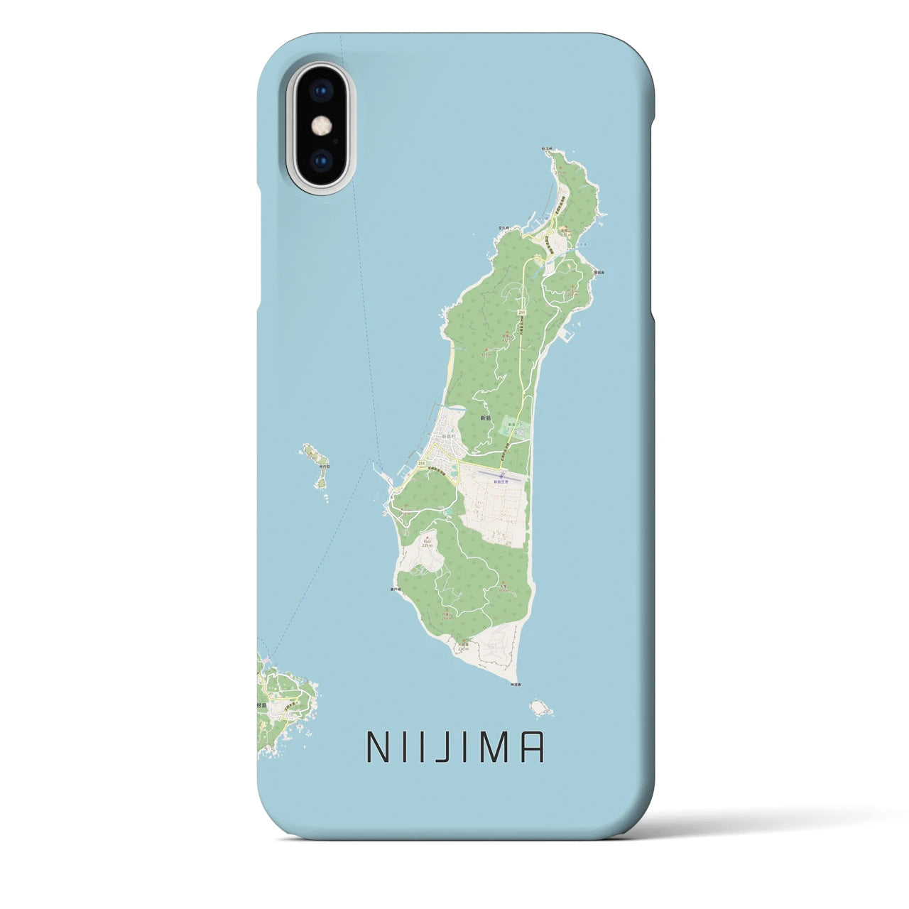 【新島(東京都)】地図柄iPhoneケース(バックカバータイプ)