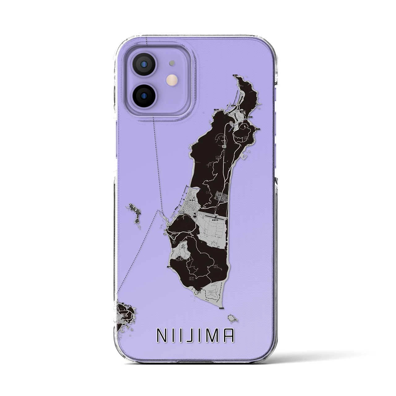 【新島(東京都)】地図柄iPhoneケース(クリアタイプ)