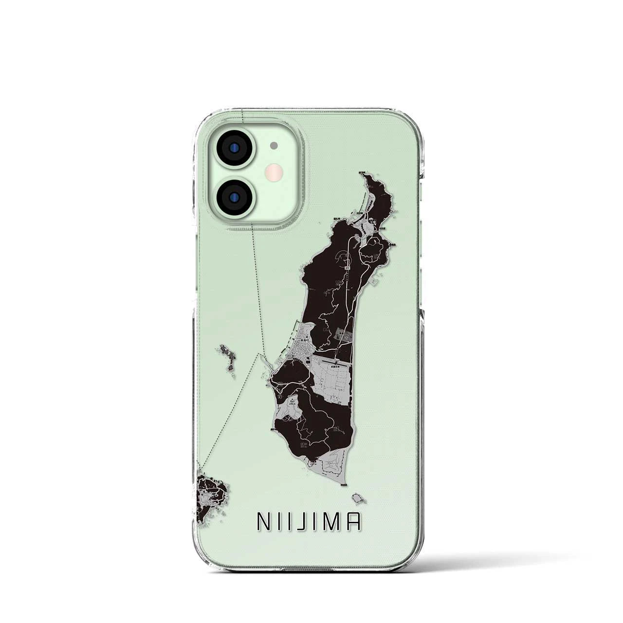 【新島(東京都)】地図柄iPhoneケース(クリアタイプ)