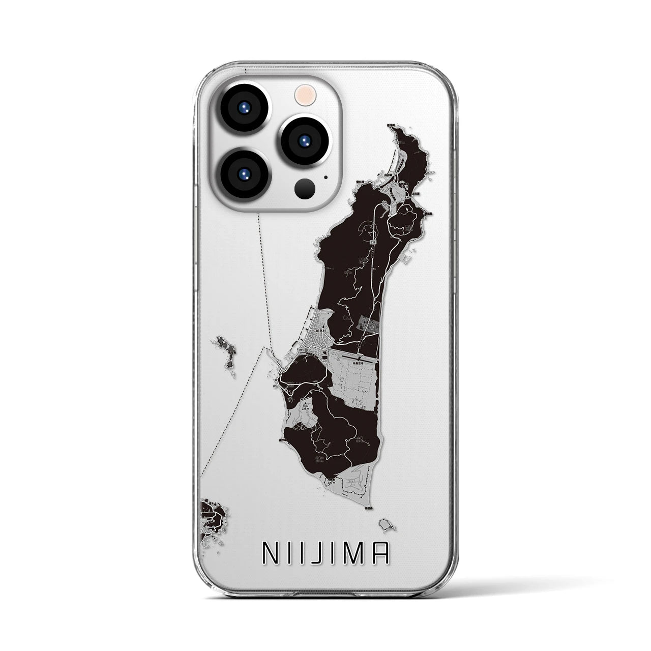 【新島(東京都)】地図柄iPhoneケース(クリアタイプ)