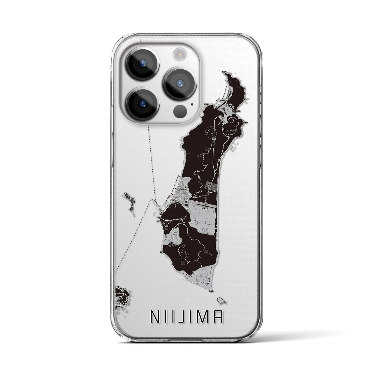 【新島(東京都)】地図柄iPhoneケース(クリアタイプ)