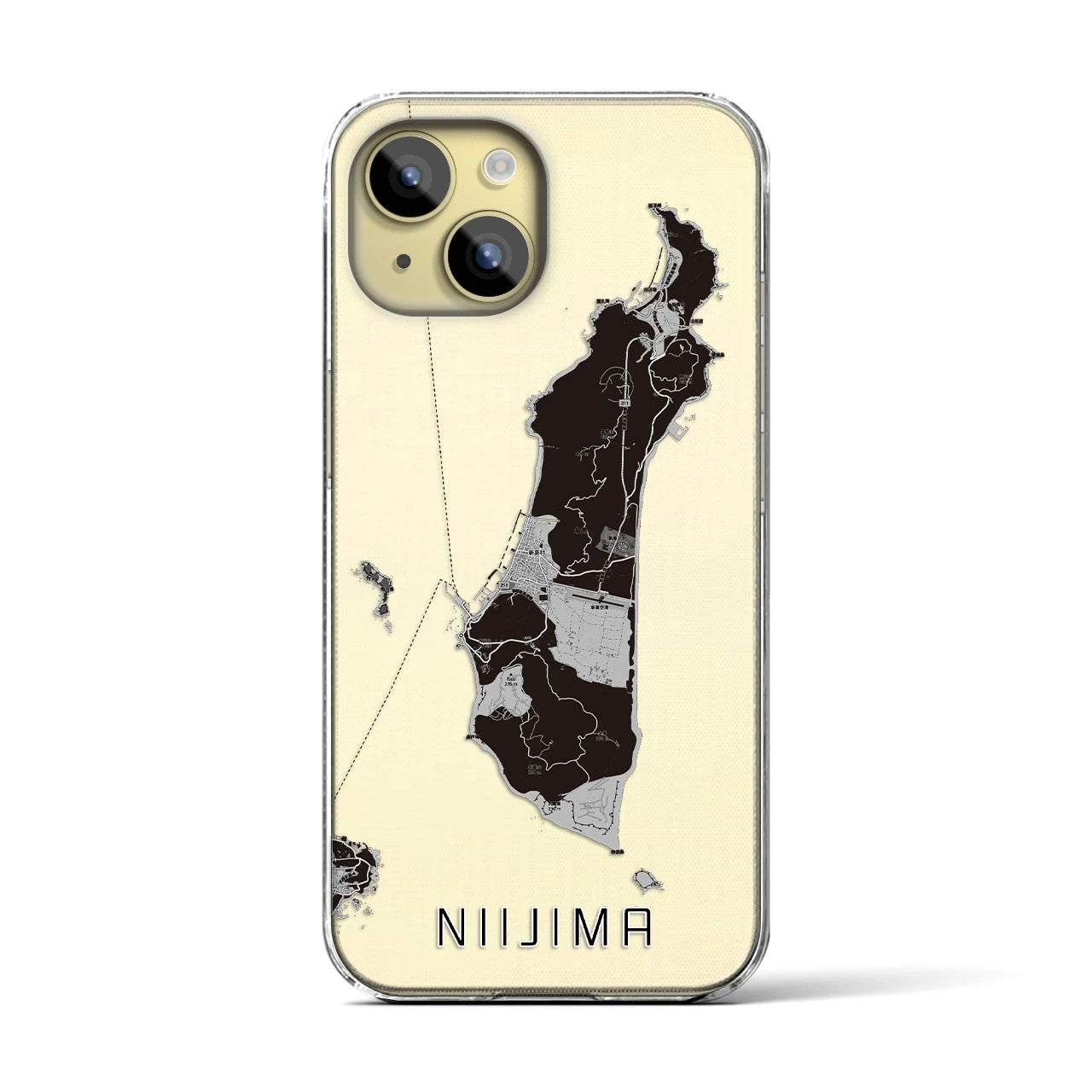 【新島(東京都)】地図柄iPhoneケース(クリアタイプ)