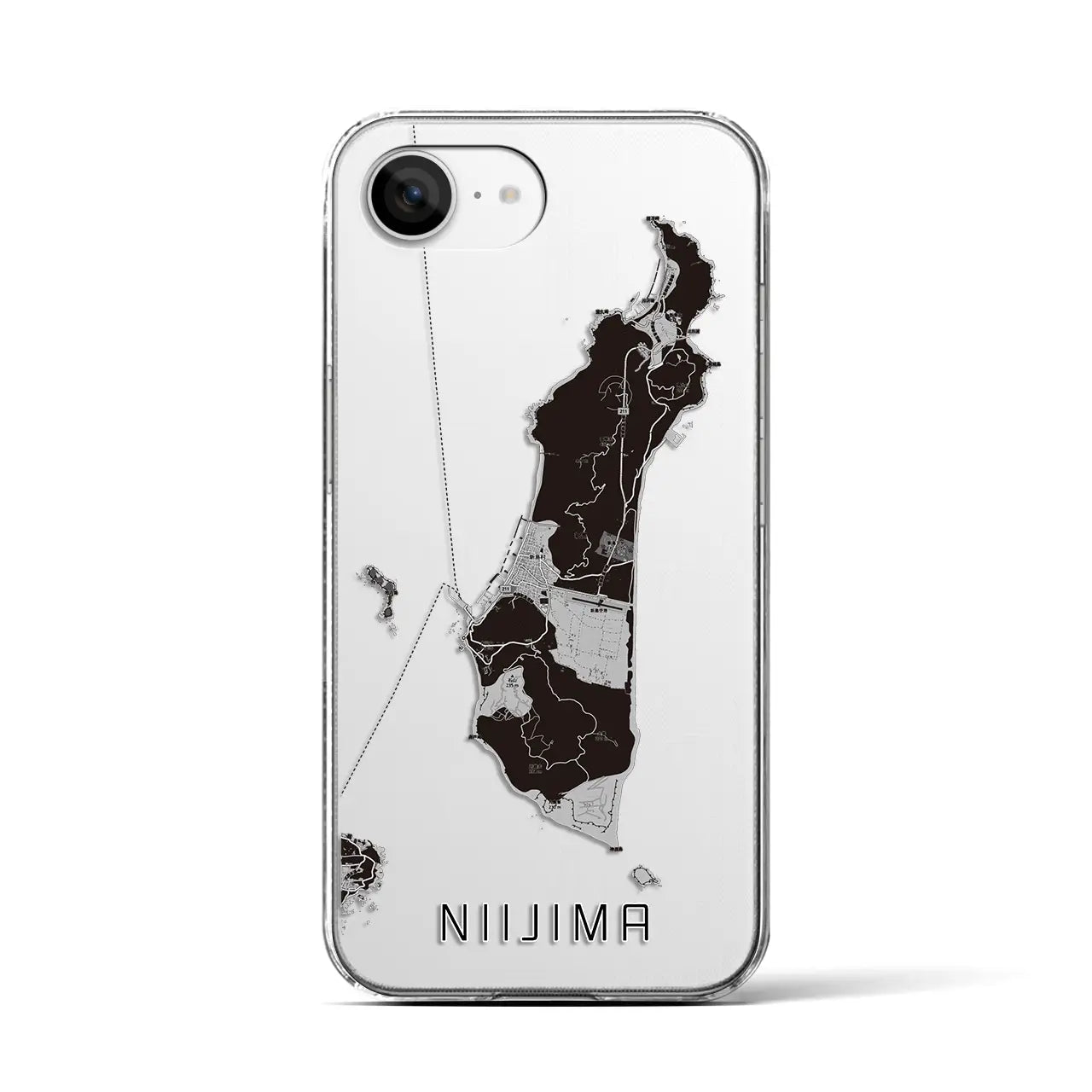 【新島(東京都)】地図柄iPhoneケース(クリアタイプ)