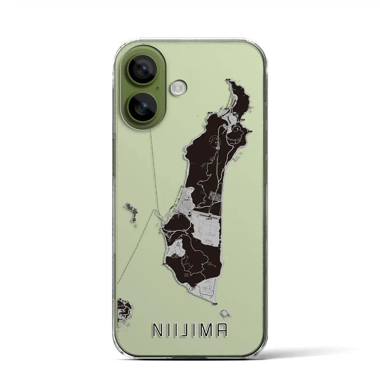 【新島(東京都)】地図柄iPhoneケース(クリアタイプ)