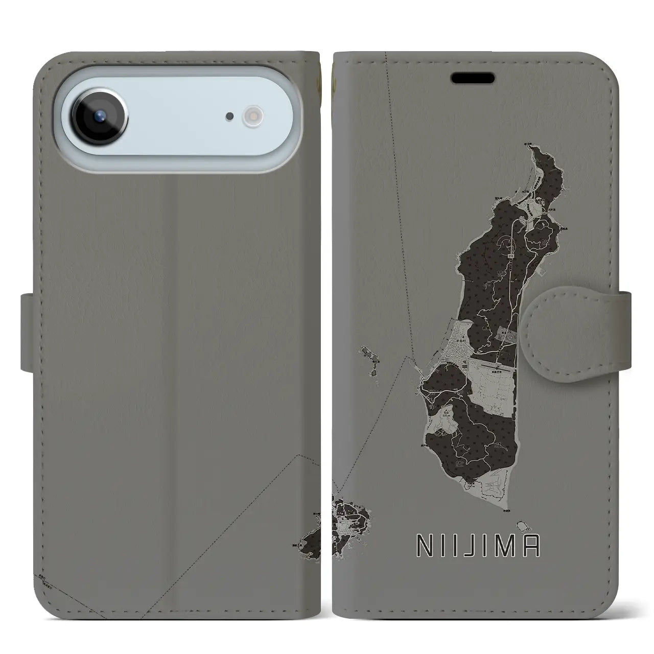 【新島(東京都)】地図柄iPhoneケース(手帳タイプ)