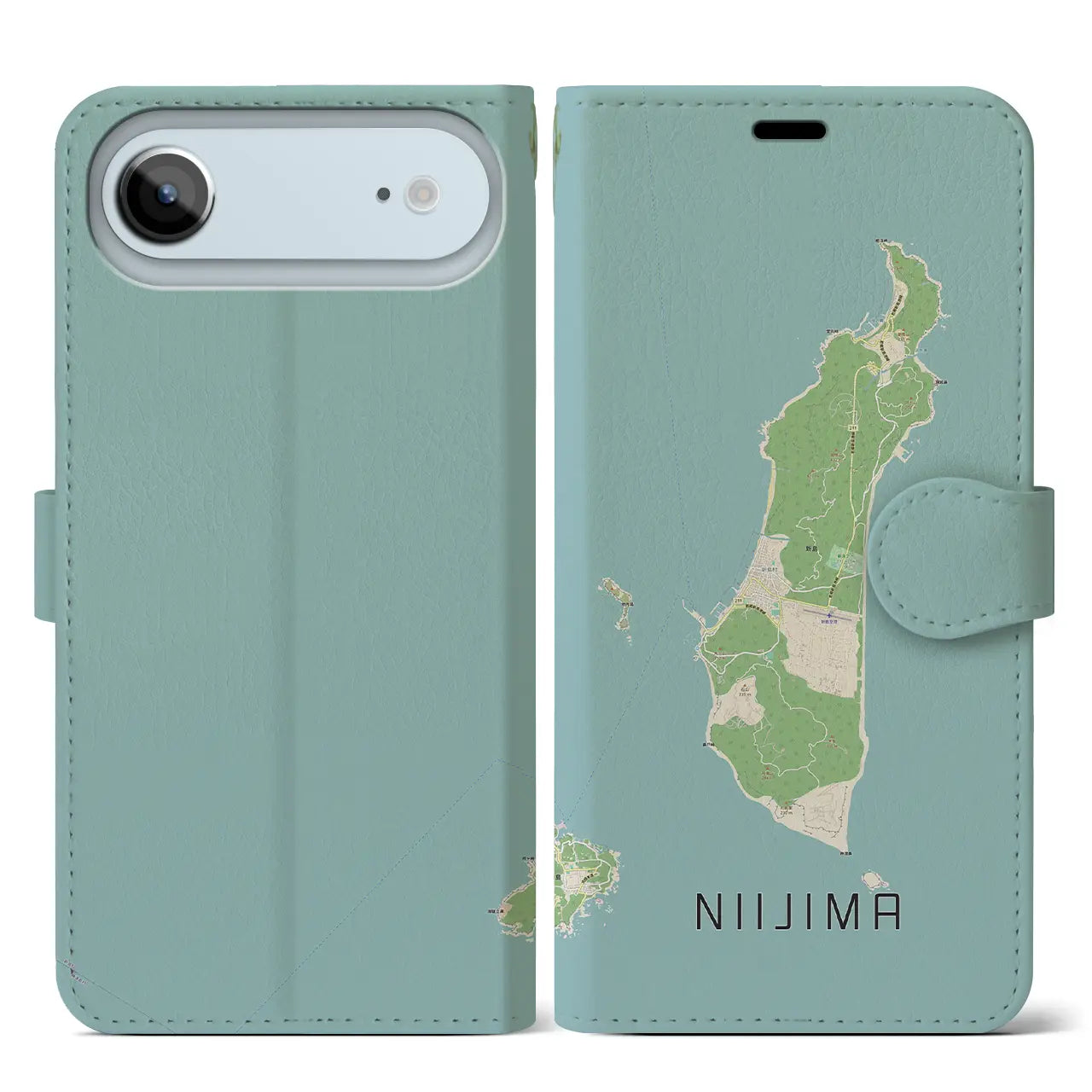 【新島(東京都)】地図柄iPhoneケース(手帳タイプ)