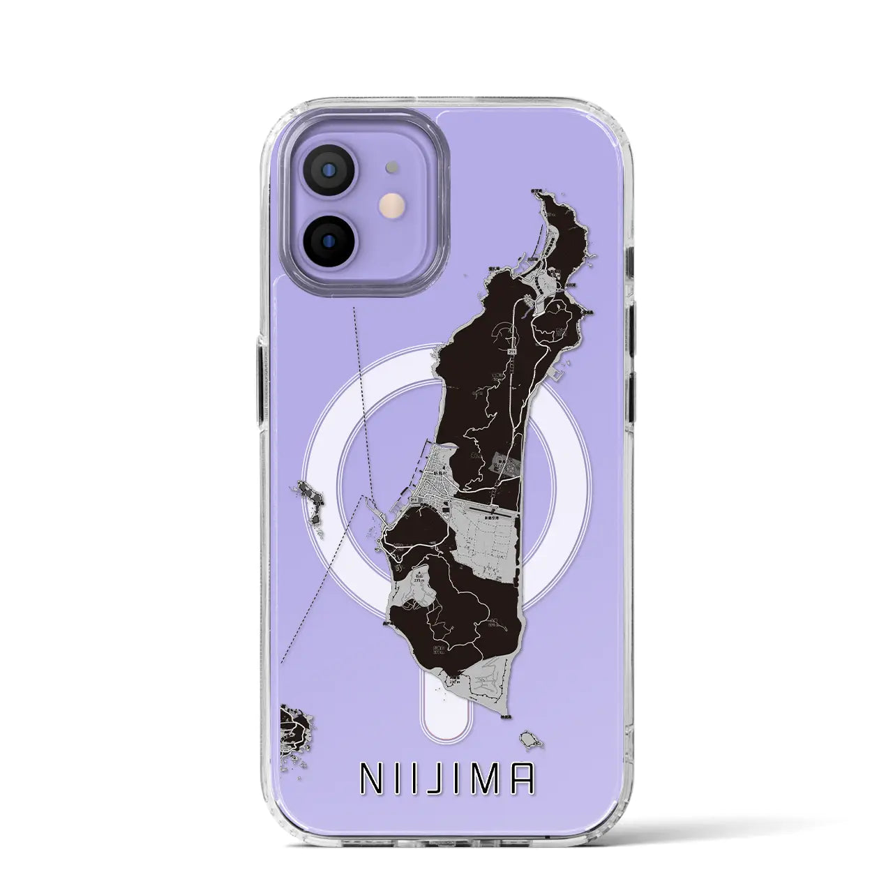 【新島(東京都)】地図柄iPhoneケース(MagSafeタイプ)