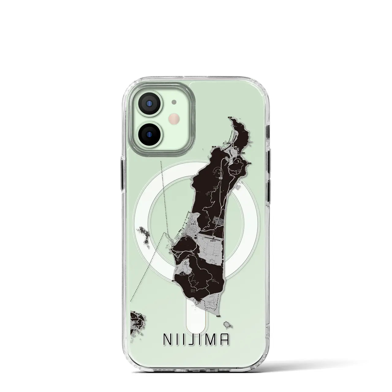 【新島(東京都)】地図柄iPhoneケース(MagSafeタイプ)