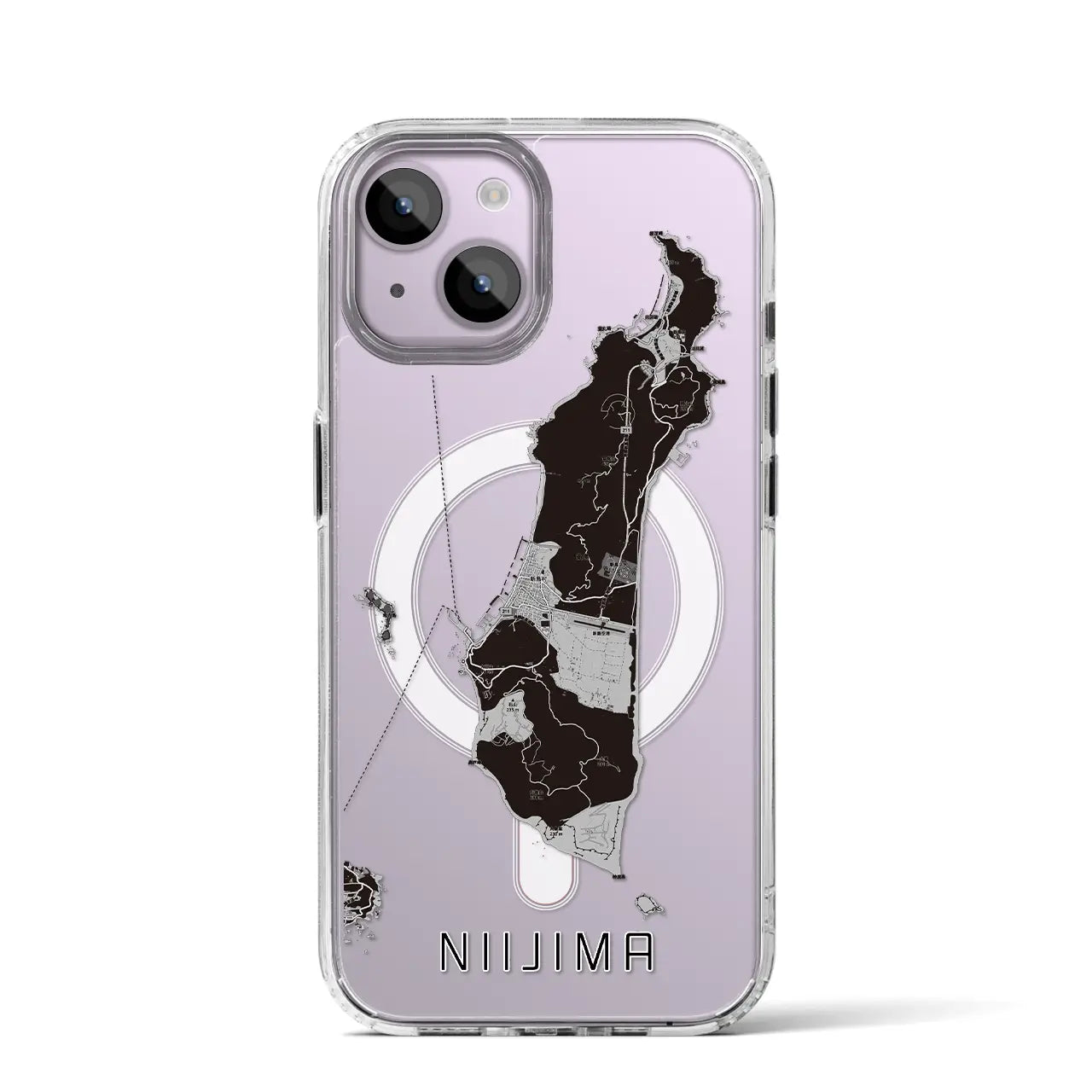 【新島(東京都)】地図柄iPhoneケース(MagSafeタイプ)