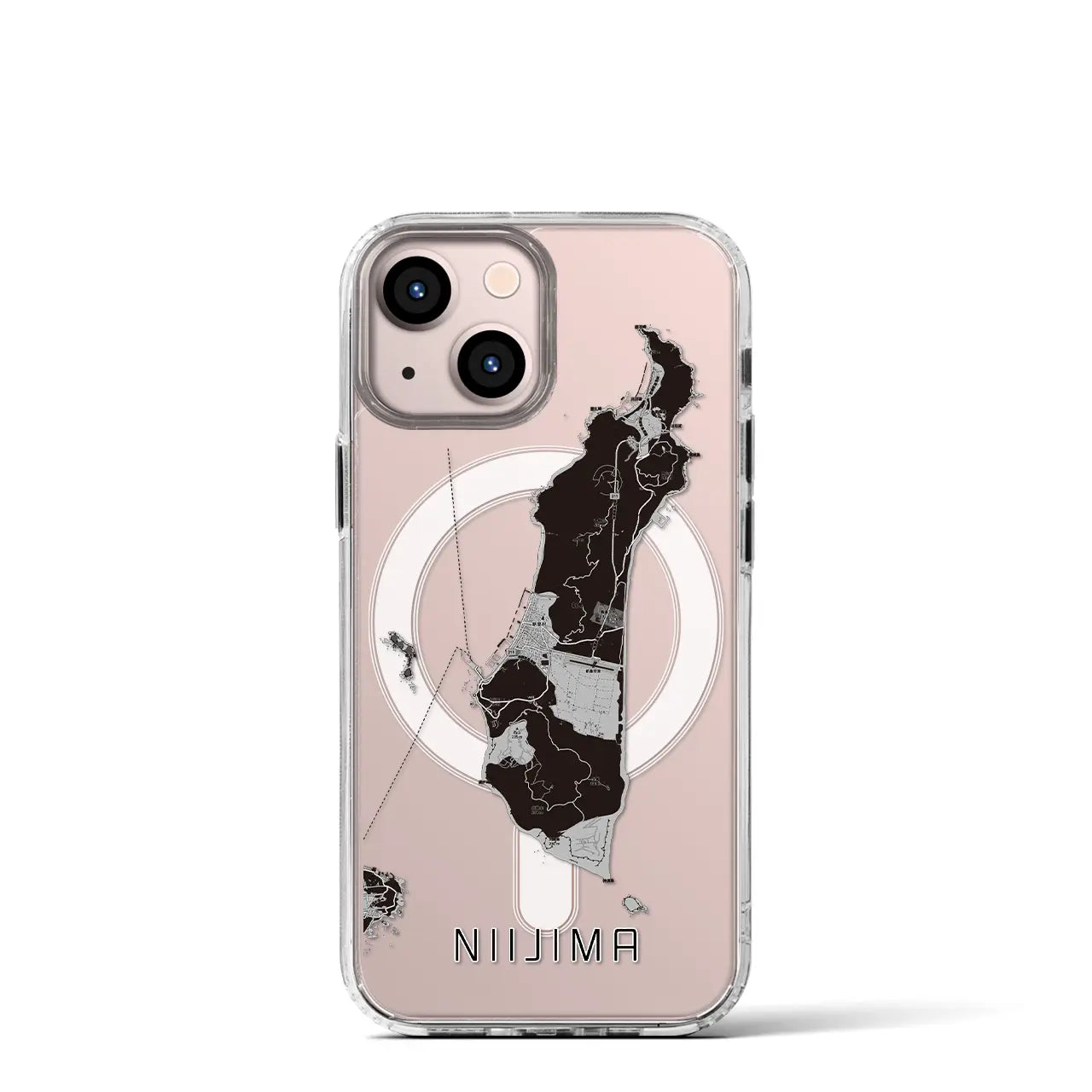 【新島(東京都)】地図柄iPhoneケース(MagSafeタイプ)