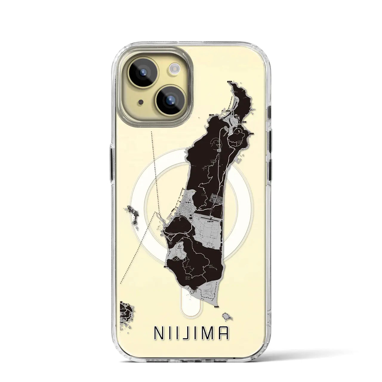 【新島(東京都)】地図柄iPhoneケース(MagSafeタイプ)