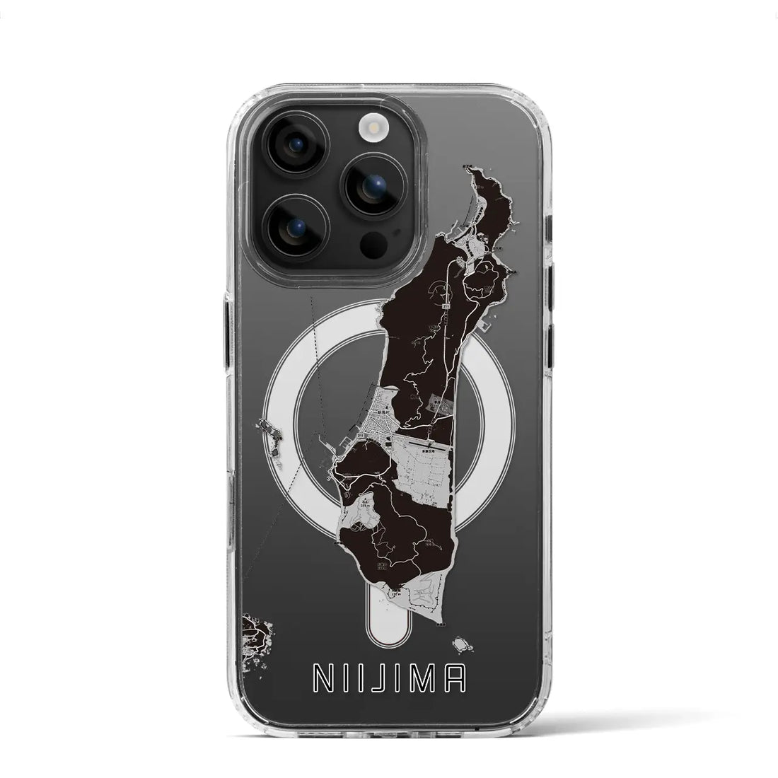 【新島(東京都)】地図柄iPhoneケース(MagSafeタイプ)