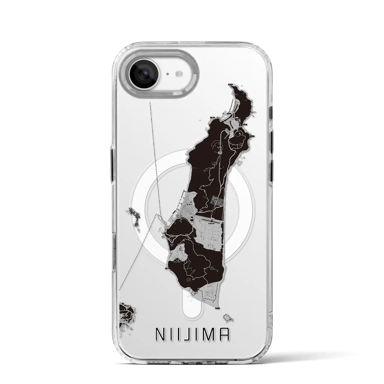【新島(東京都)】地図柄iPhoneケース(MagSafeタイプ)