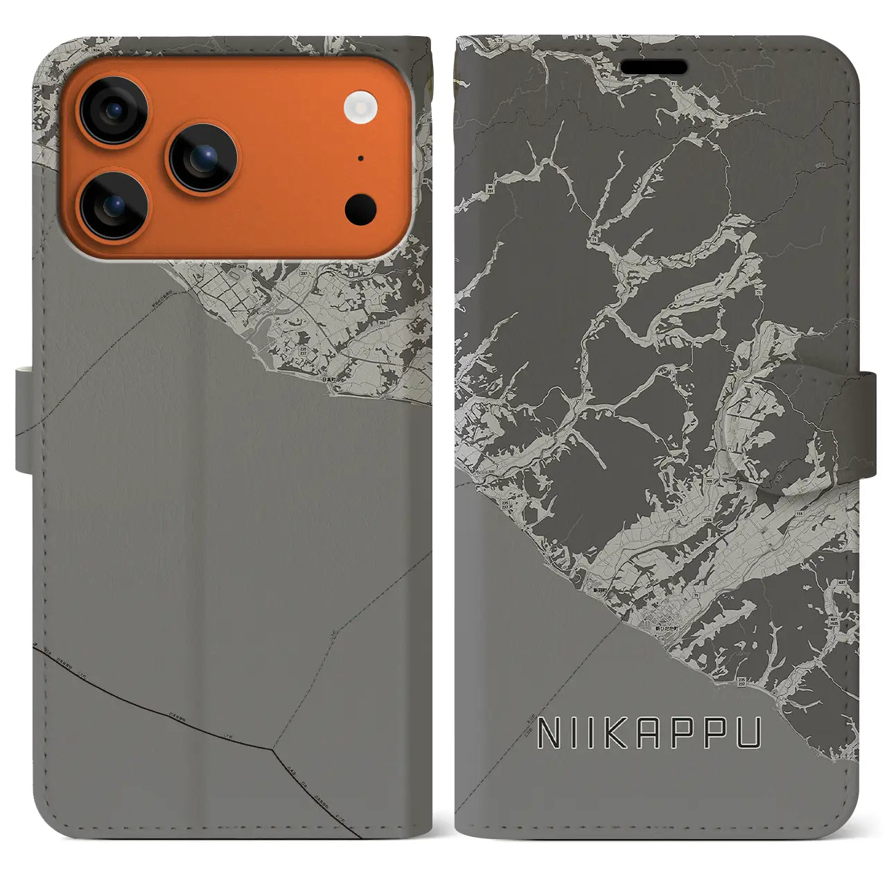 【新冠(北海道)】地図柄iPhoneケース(手帳タイプ)