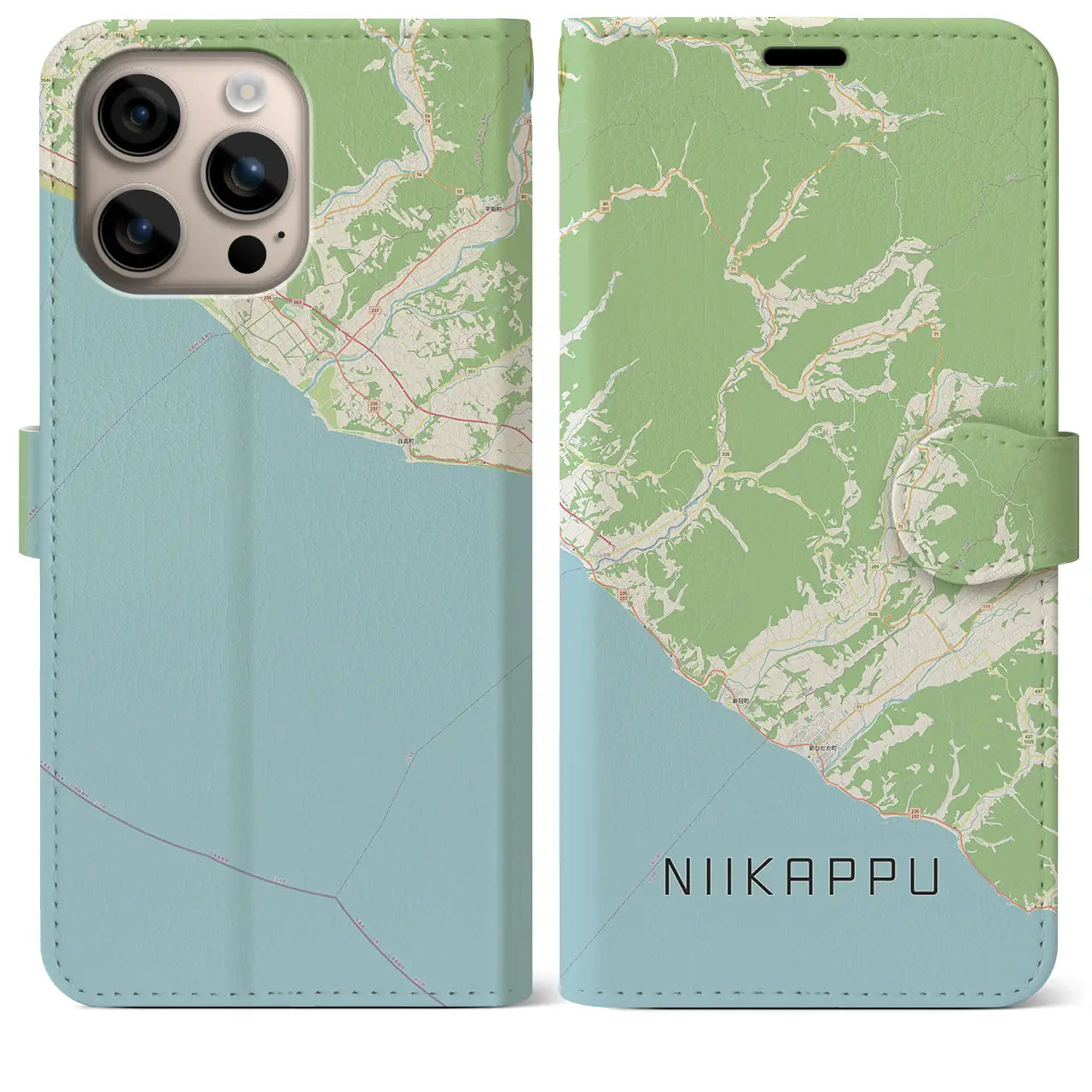 【新冠(北海道)】地図柄iPhoneケース(手帳タイプ)