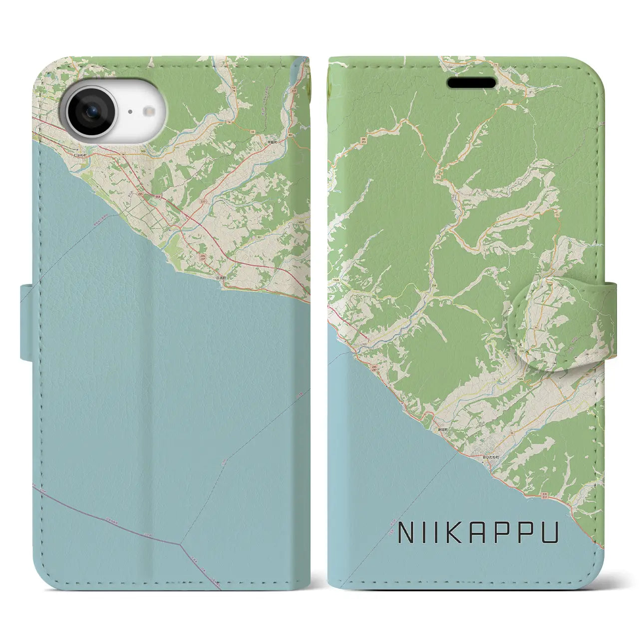 【新冠(北海道)】地図柄iPhoneケース(手帳タイプ)