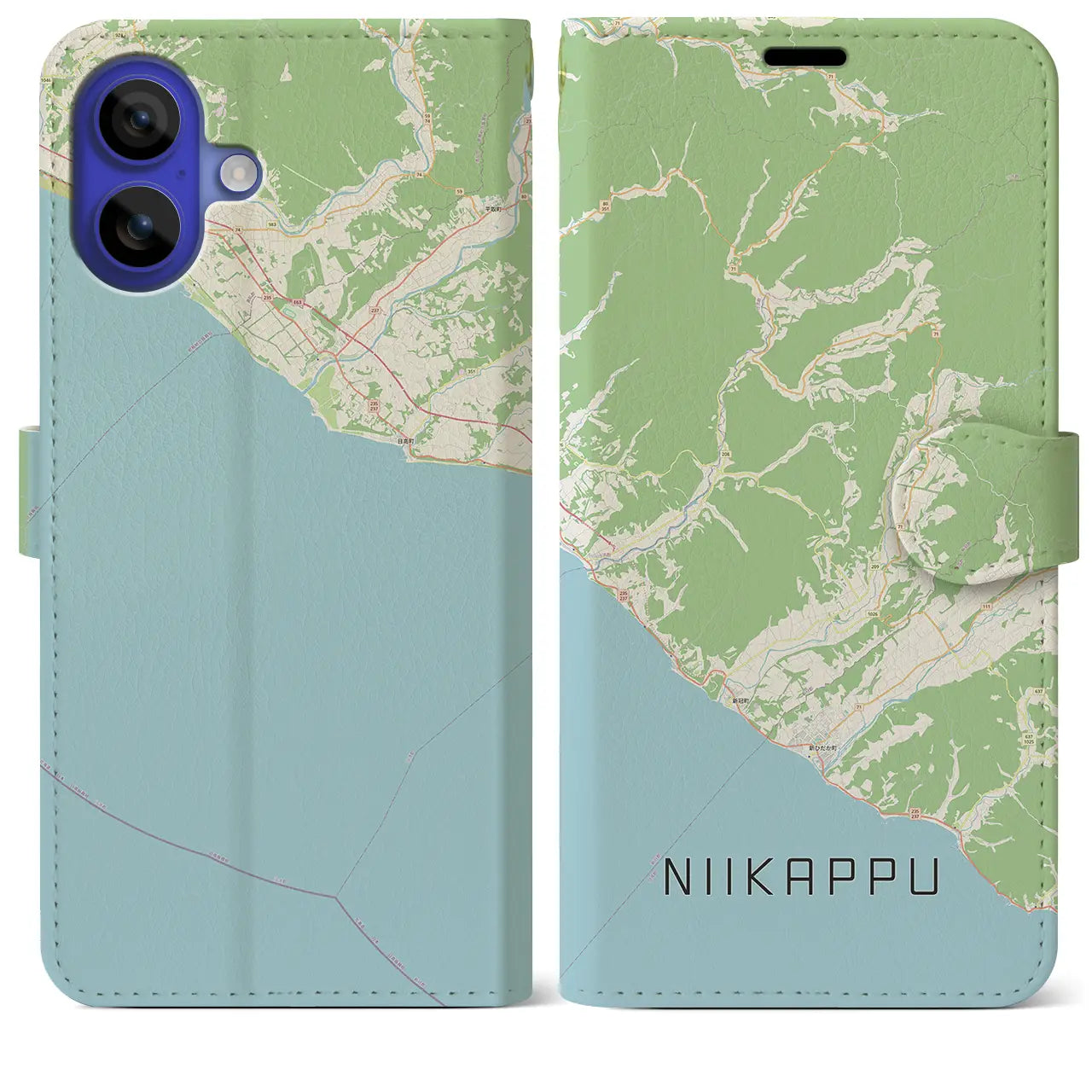 【新冠(北海道)】地図柄iPhoneケース(手帳タイプ)ナチュラル・iPhone 16 Pro Max 用