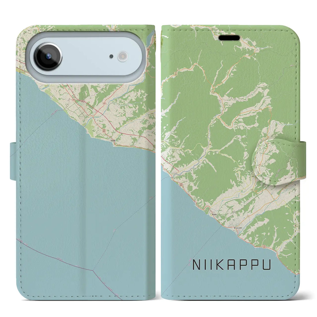 【新冠(北海道)】地図柄iPhoneケース(手帳タイプ)ナチュラル・iPhone 17 Pro Max 用