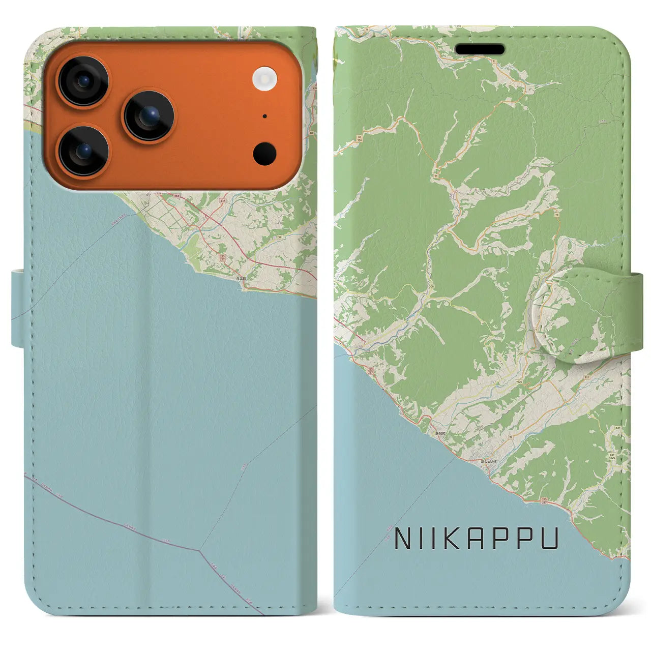 【新冠(北海道)】地図柄iPhoneケース(手帳タイプ)