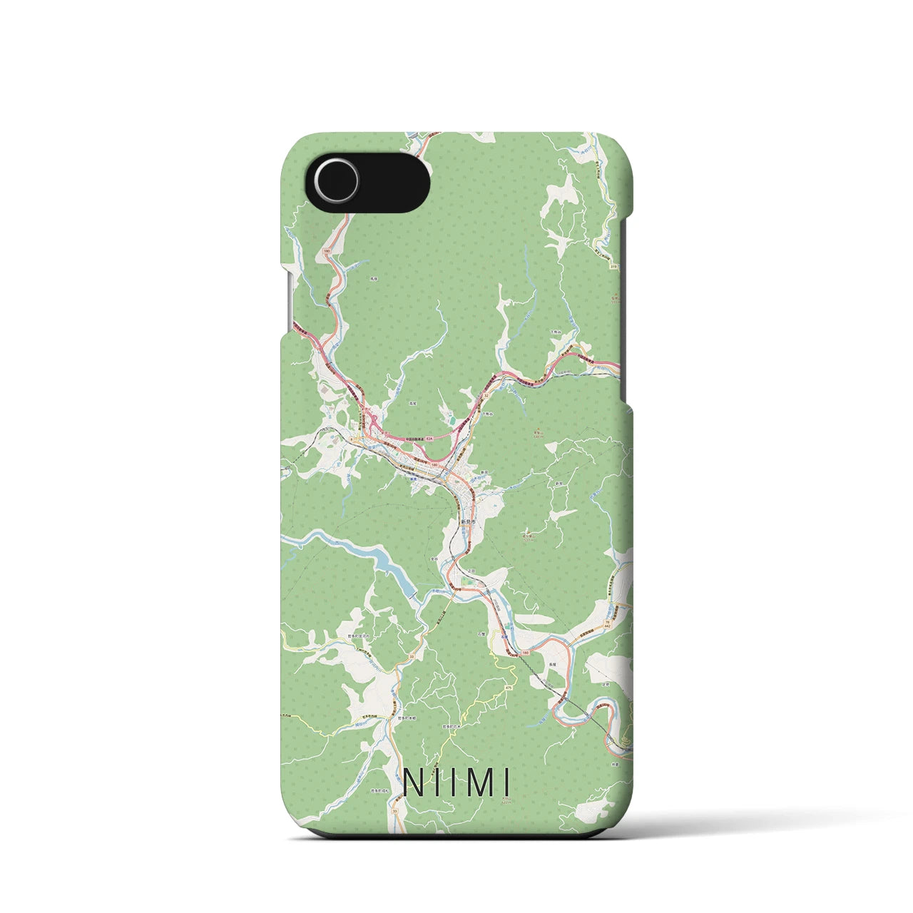 【新見(岡山県)】地図柄iPhoneケース(バックカバータイプ)