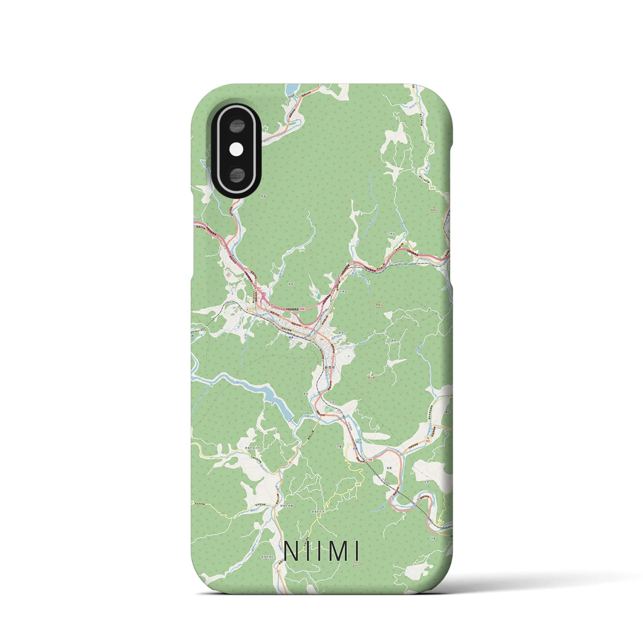 【新見(岡山県)】地図柄iPhoneケース(バックカバータイプ)