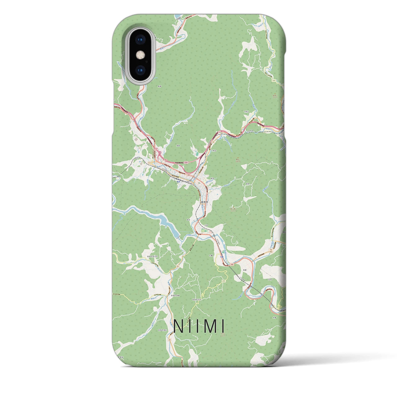 【新見(岡山県)】地図柄iPhoneケース(バックカバータイプ)
