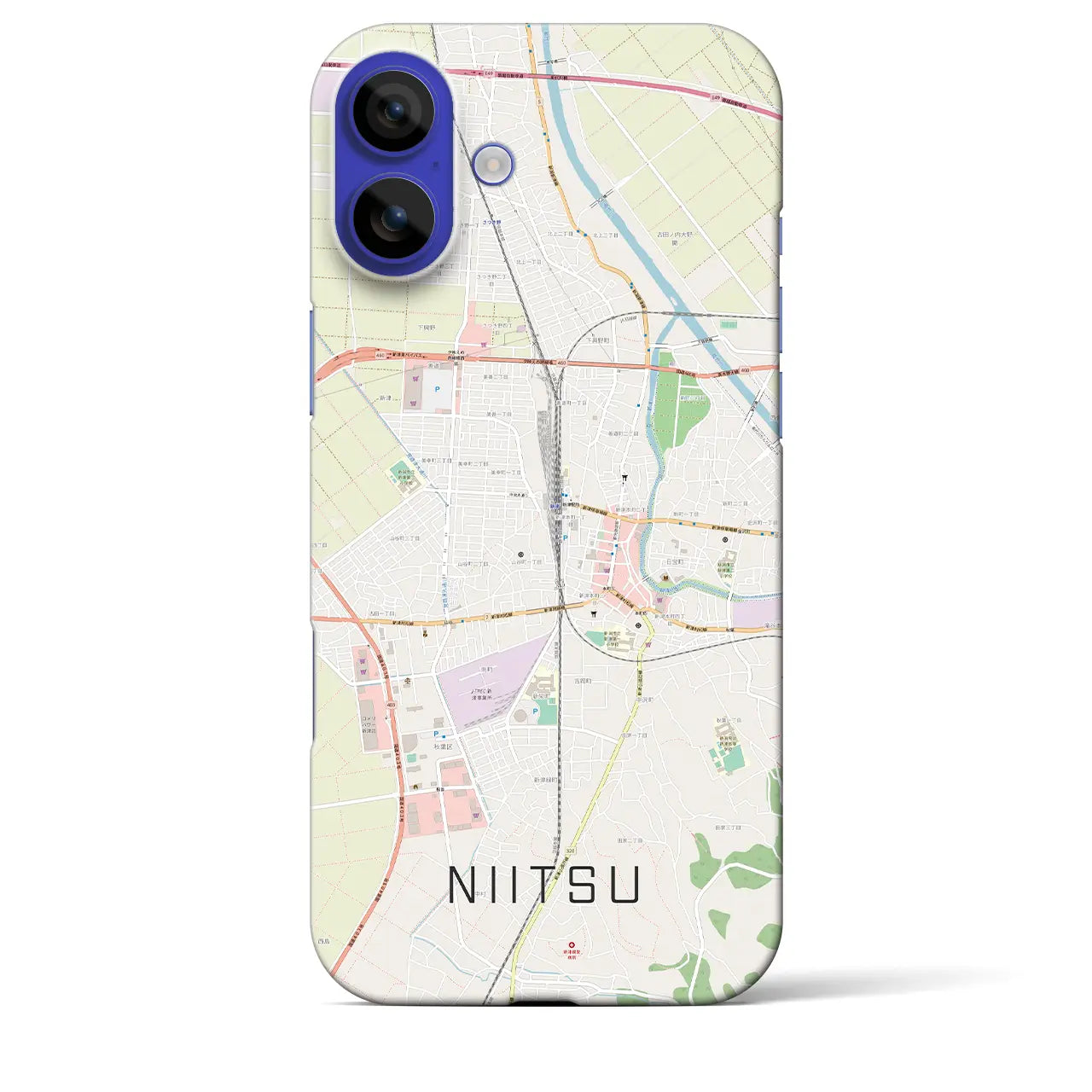 【新津(新潟県)】地図柄iPhoneケース(バックカバータイプ)ナチュラル・iPhone 16 Pro Max 用