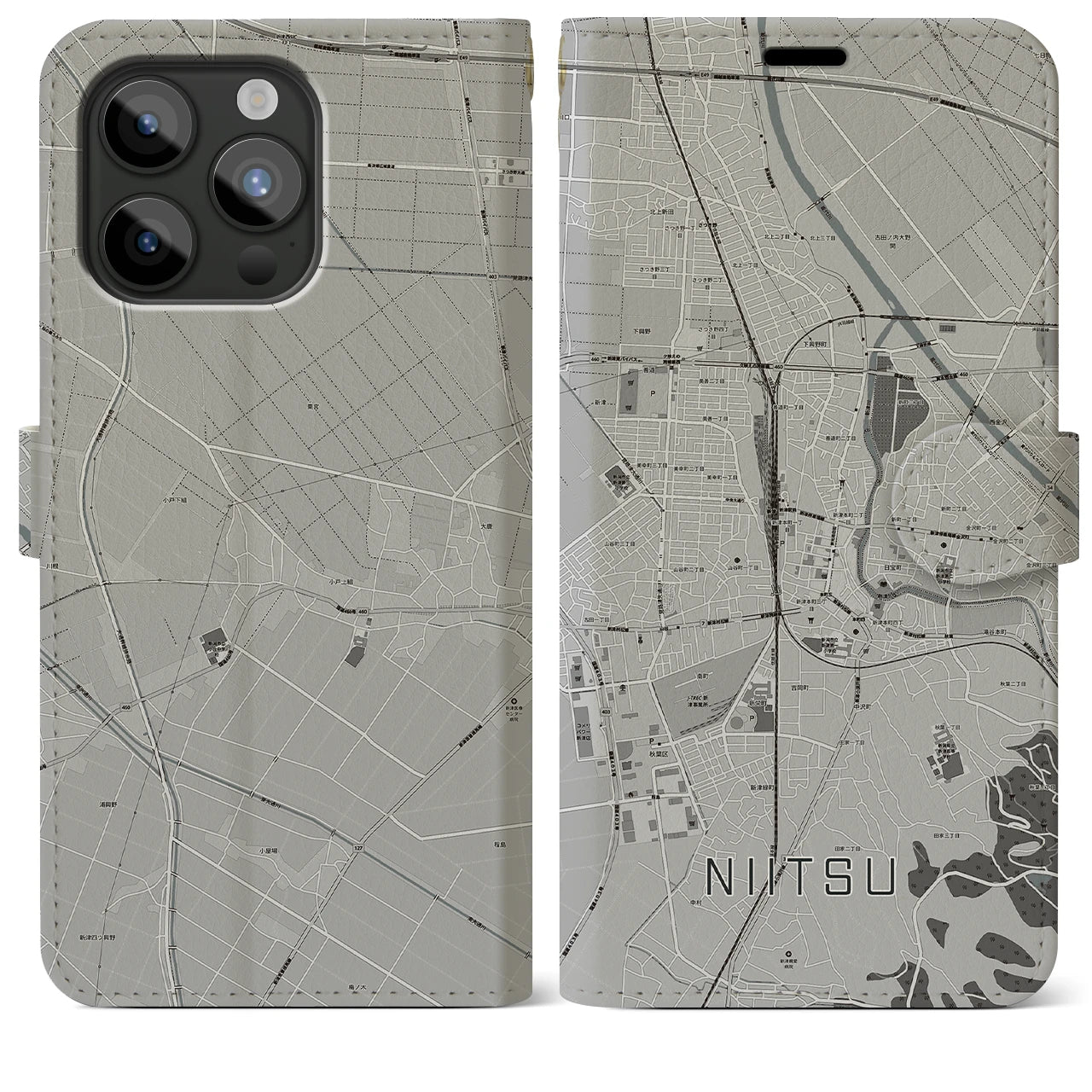 【新津(新潟県)】地図柄iPhoneケース(手帳タイプ)