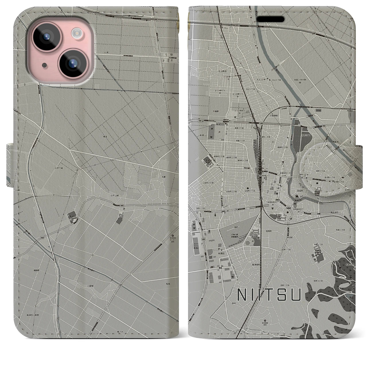 【新津(新潟県)】地図柄iPhoneケース(手帳タイプ)