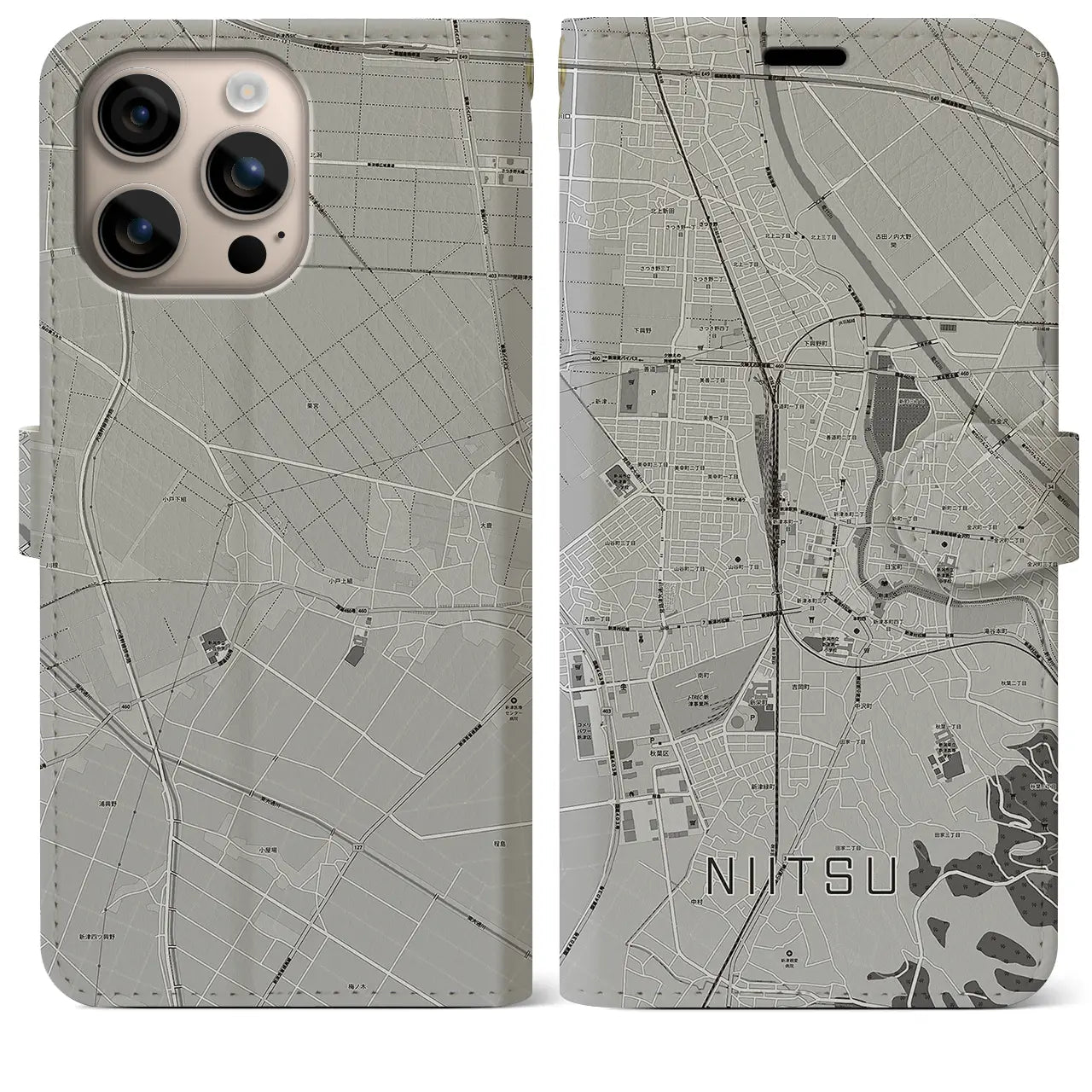 【新津(新潟県)】地図柄iPhoneケース(手帳タイプ)