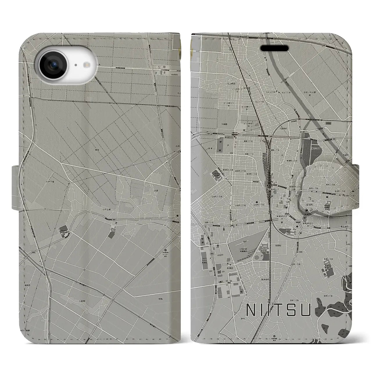 【新津(新潟県)】地図柄iPhoneケース(手帳タイプ)