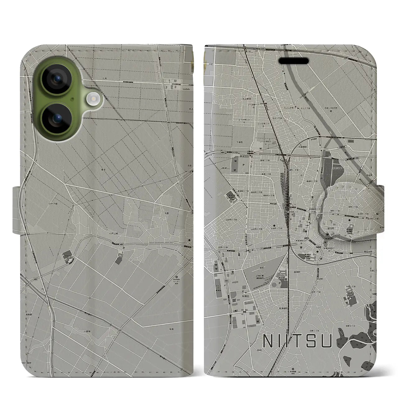 【新津(新潟県)】地図柄iPhoneケース(手帳タイプ)