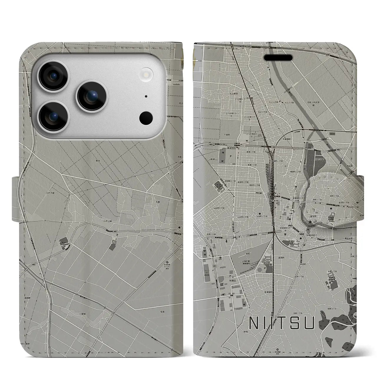 【新津(新潟県)】地図柄iPhoneケース(手帳タイプ)