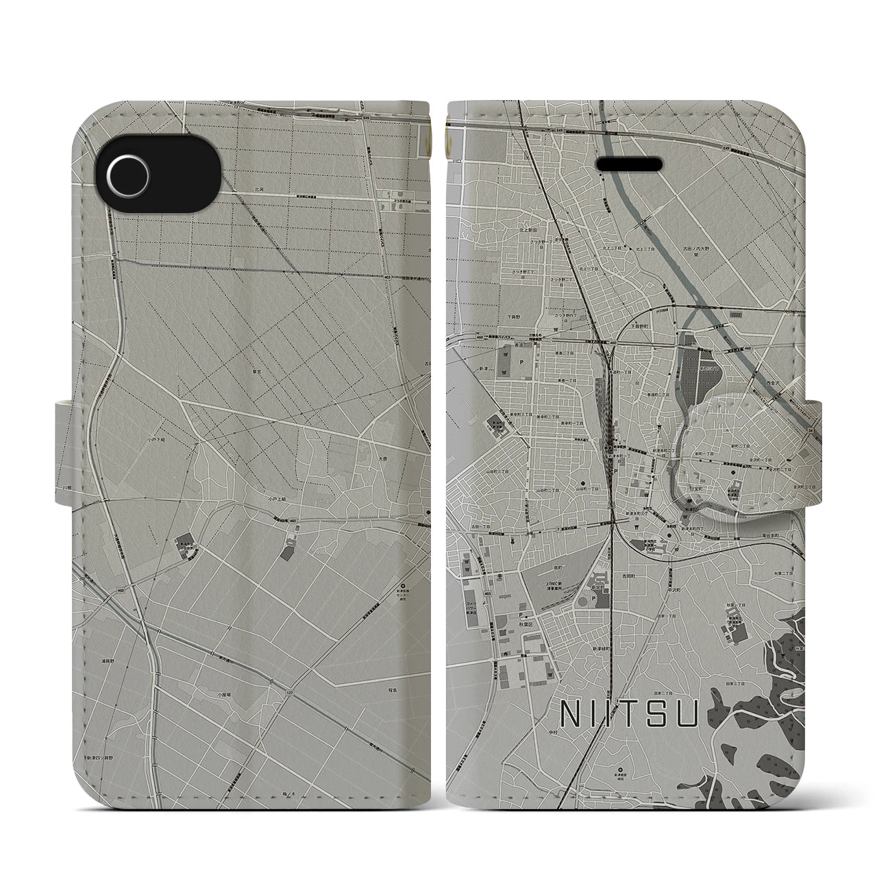 【新津(新潟県)】地図柄iPhoneケース(手帳タイプ)