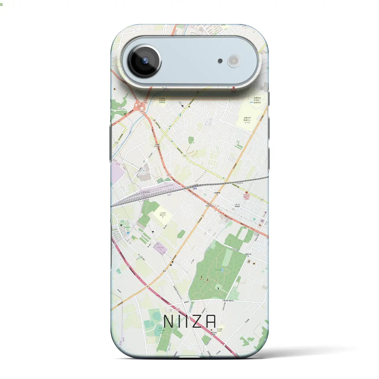 【新座(埼玉県)】地図柄iPhoneケース(バックカバータイプ)ブラック・iPhone 17 Pro Max 用