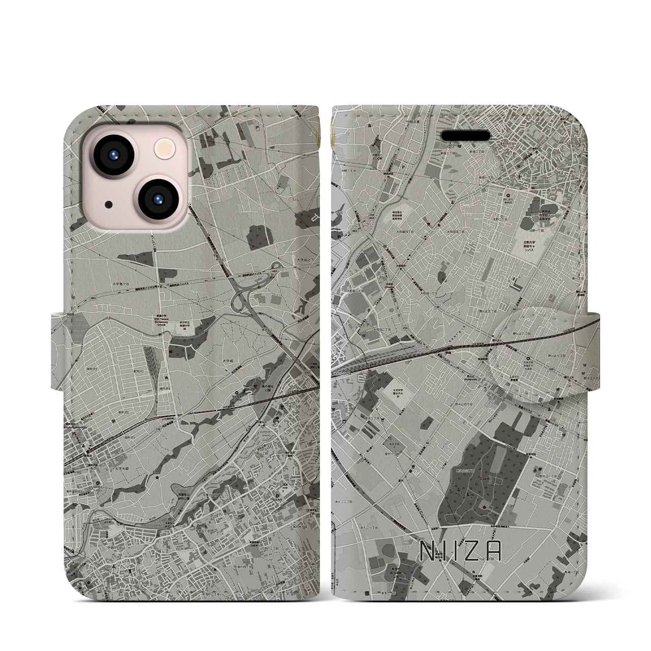 【新座(埼玉県)】地図柄iPhoneケース(手帳タイプ)