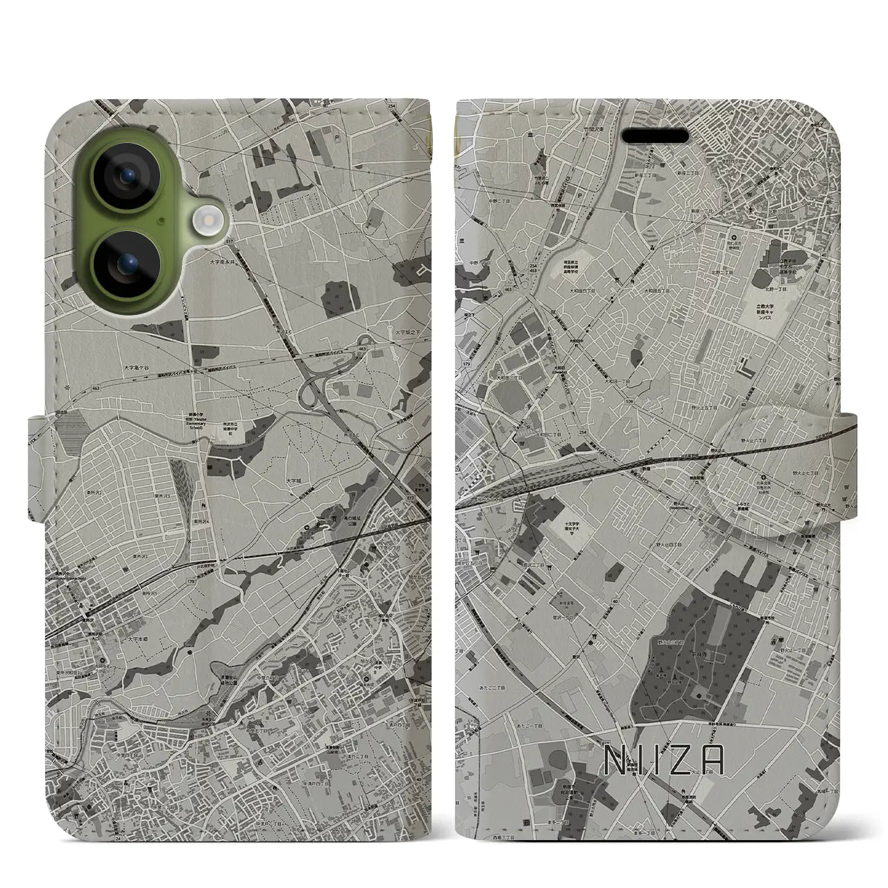 【新座(埼玉県)】地図柄iPhoneケース(手帳タイプ)