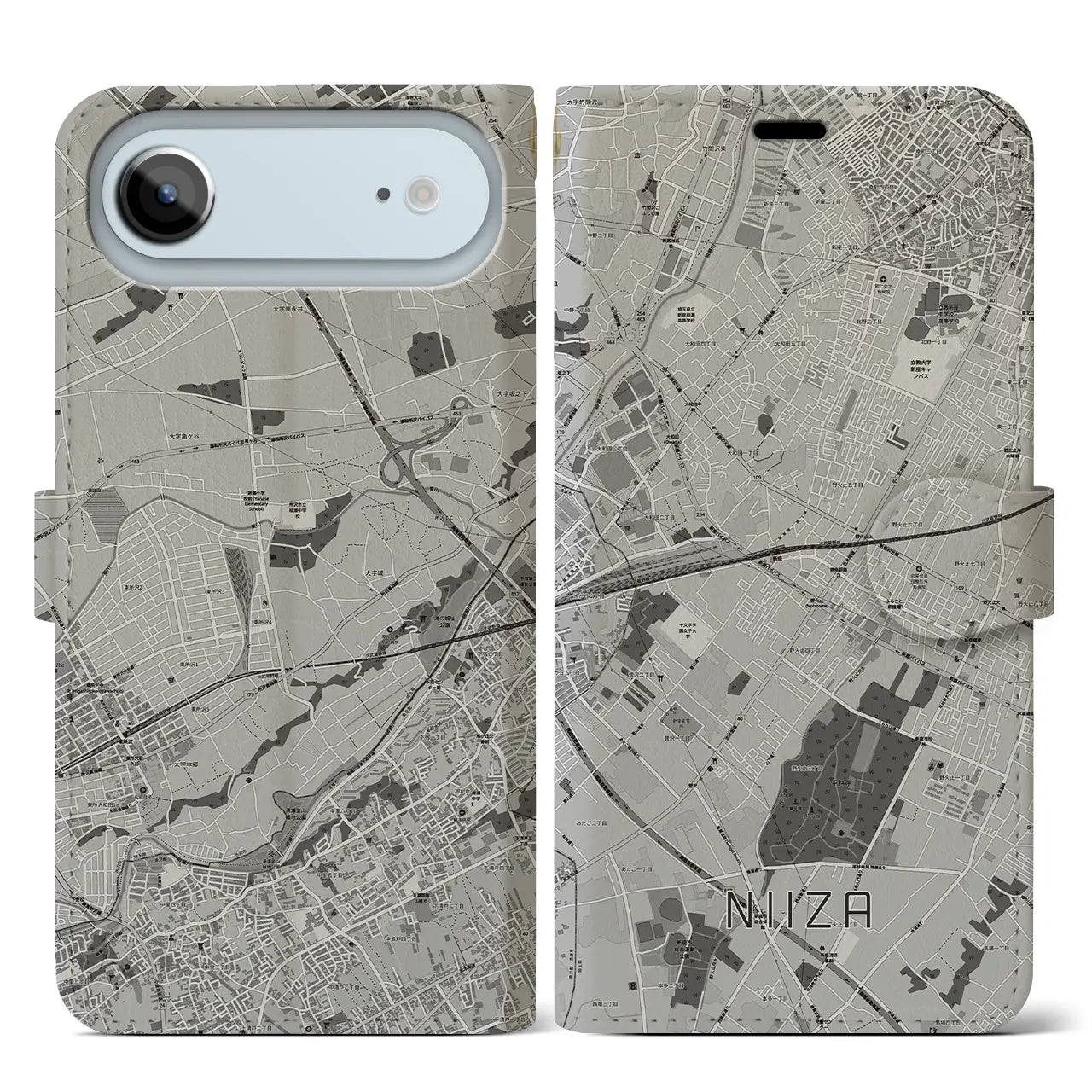 【新座(埼玉県)】地図柄iPhoneケース(手帳タイプ)