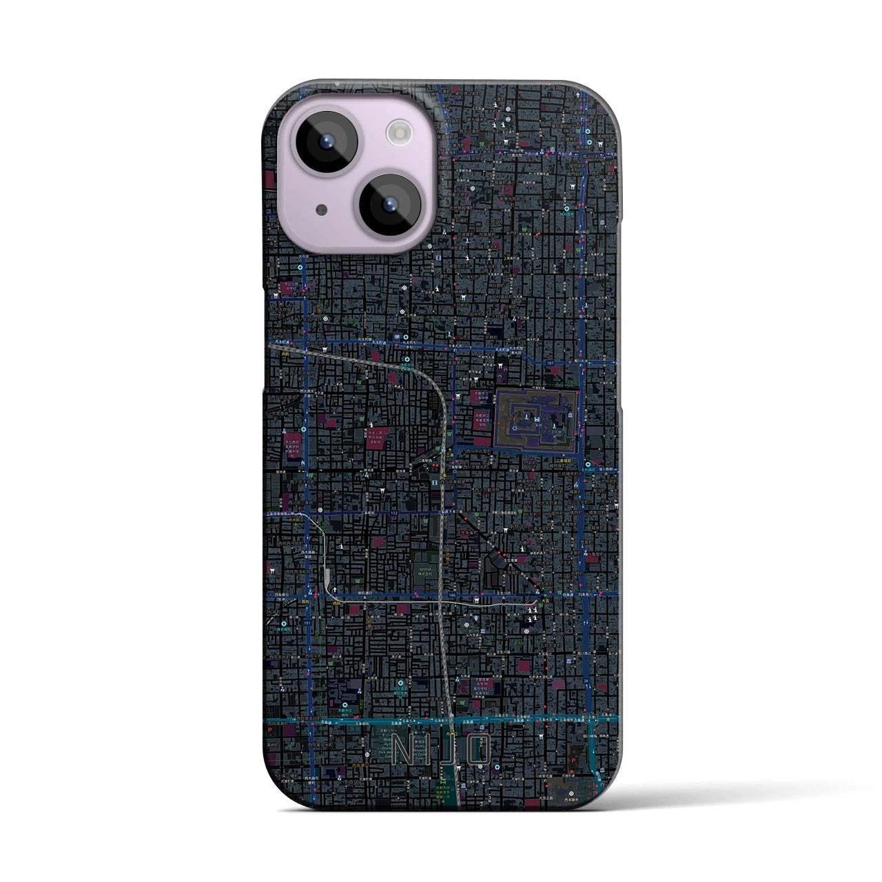 【二条(京都府)】地図柄iPhoneケース(バックカバータイプ)