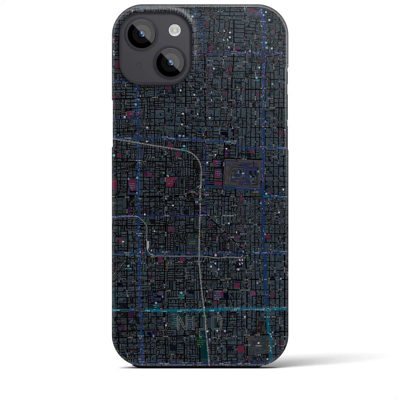 【二条(京都府)】地図柄iPhoneケース(バックカバータイプ)