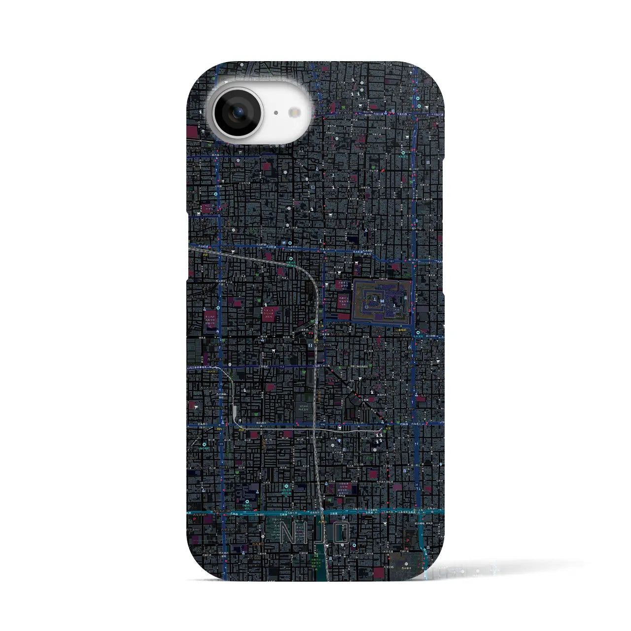 【二条(京都府)】地図柄iPhoneケース(バックカバータイプ)