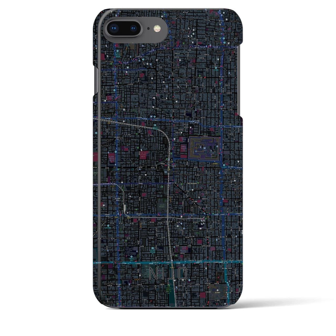 【二条(京都府)】地図柄iPhoneケース(バックカバータイプ)