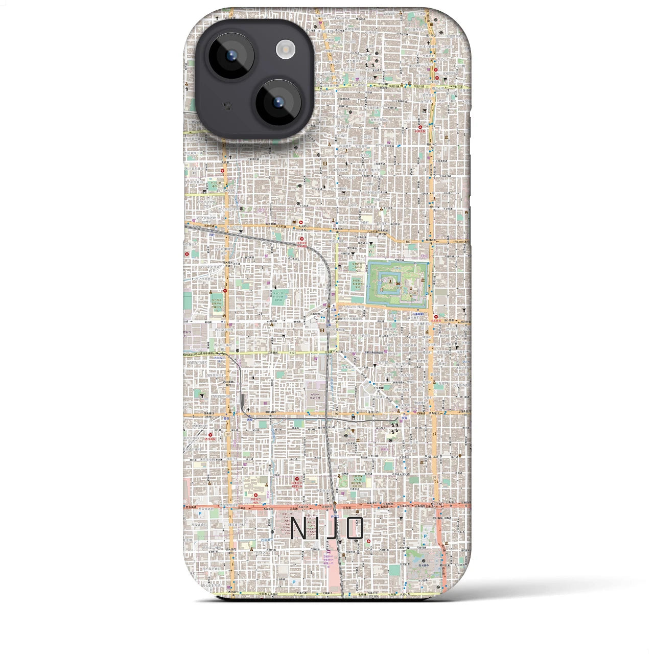 【二条(京都府)】地図柄iPhoneケース(バックカバータイプ)