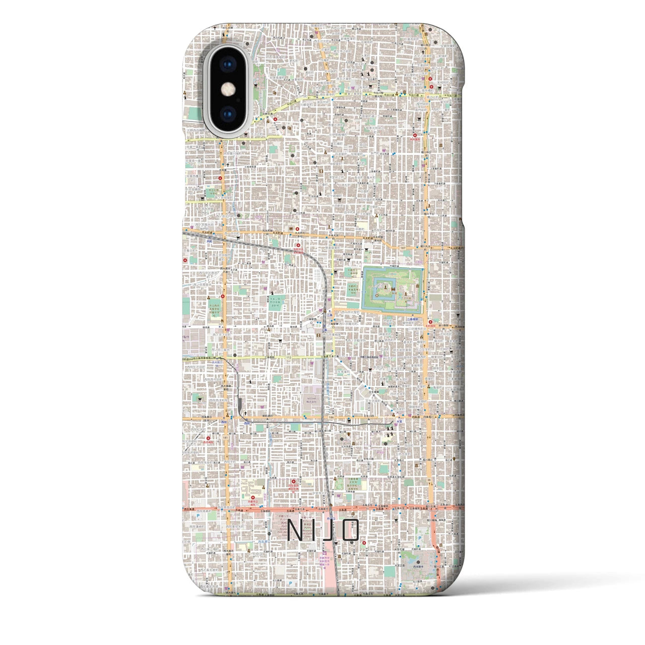 【二条(京都府)】地図柄iPhoneケース(バックカバータイプ)