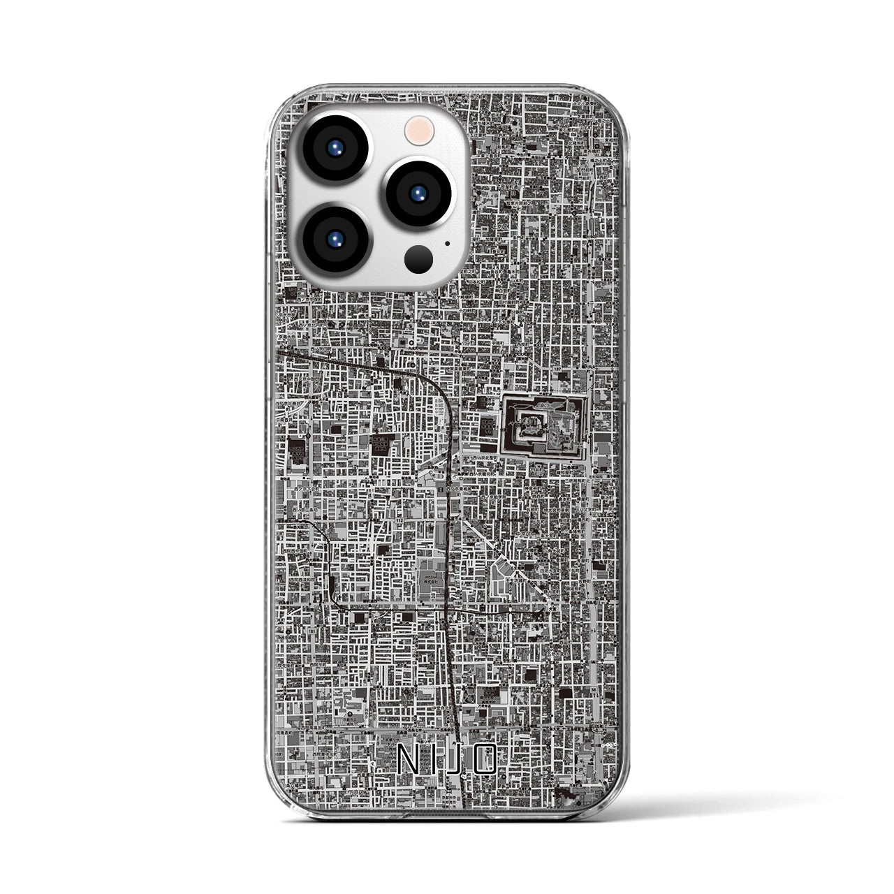 【二条(京都府)】地図柄iPhoneケース(クリアタイプ)